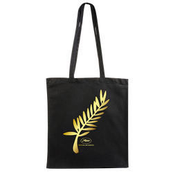 Black cotton bag Gold palm