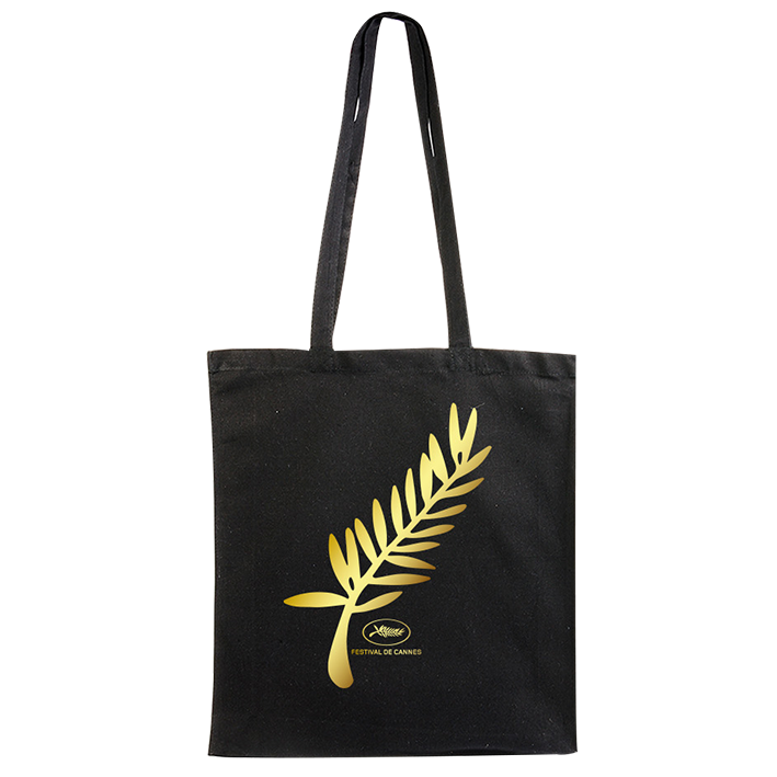 Black cotton bag Gold palm