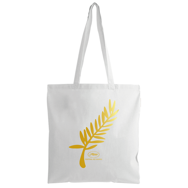 White cotton bag Gold palm