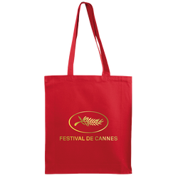 Red cotton bag with gold logo